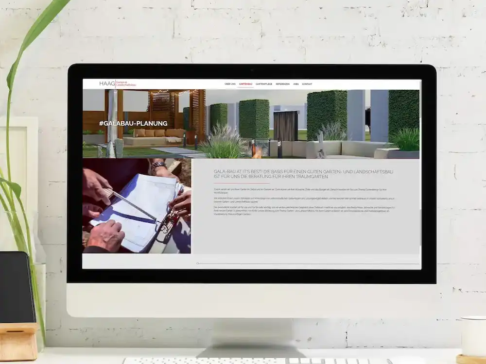 Haag Garten- und Landschaftsbau in Geldern mit komplett individueller Webseite und ansprechender Hommepage